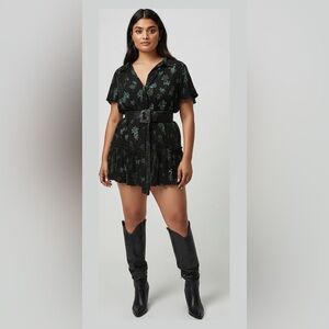 Forever 21 Black Shirt Dress Palm‎ Trees Small NEW